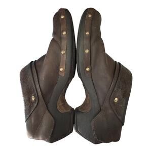 Merrell Luxe Wrap Chocolate Leather Studded Clog western Shoes size 8.5